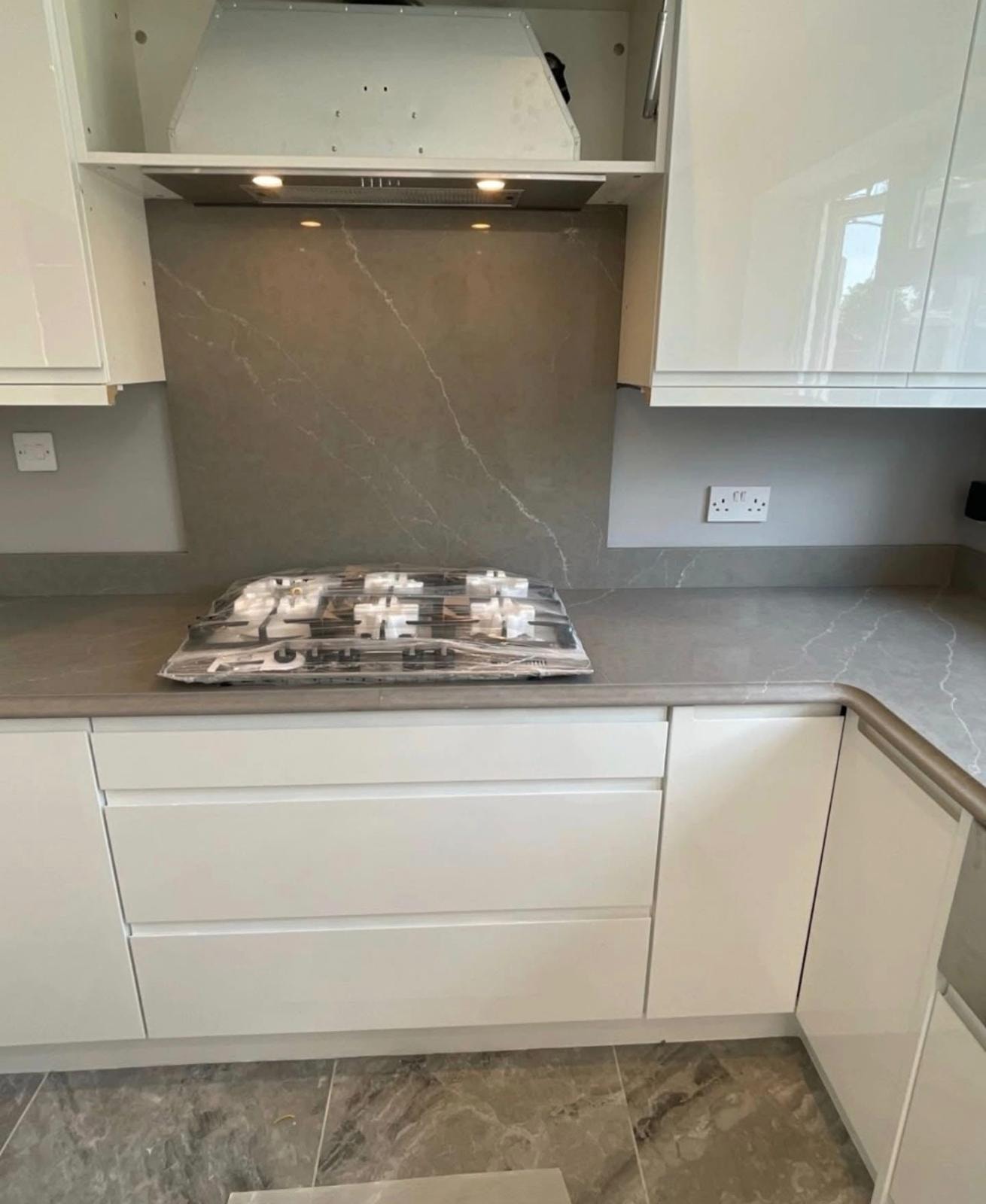 Classic kitchen with stone worktop installation